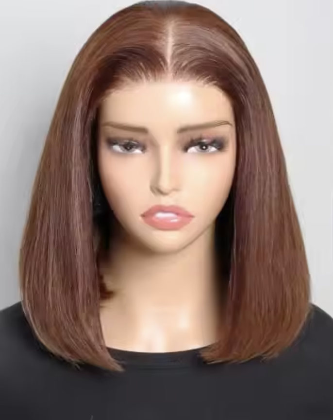 Lace Frontal #33 Reddish Brown Straight Bob Glueless Wig