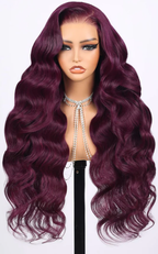 Lace Frontal Plum Body Wave Glueless Wig with Natural Hairline