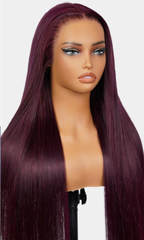 Lace Frontal Plum Straight Glueless Wig with Natural Hairline