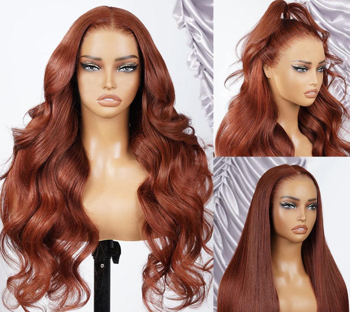 Reddish Brown 360 Full Lace Glueless Wigs Straight