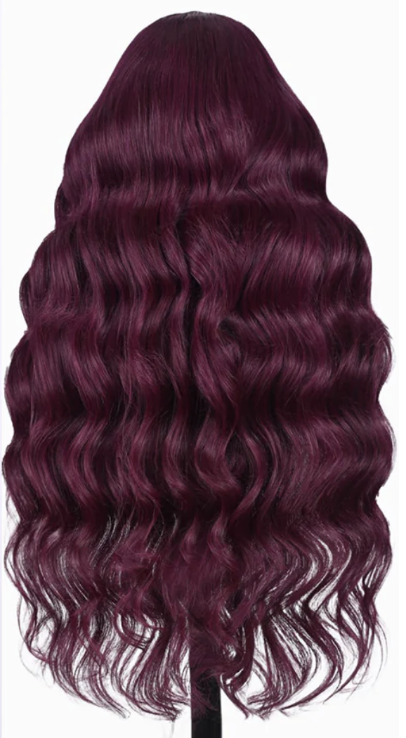 Lace Frontal Plum Body Wave Glueless Wig with Natural Hairline