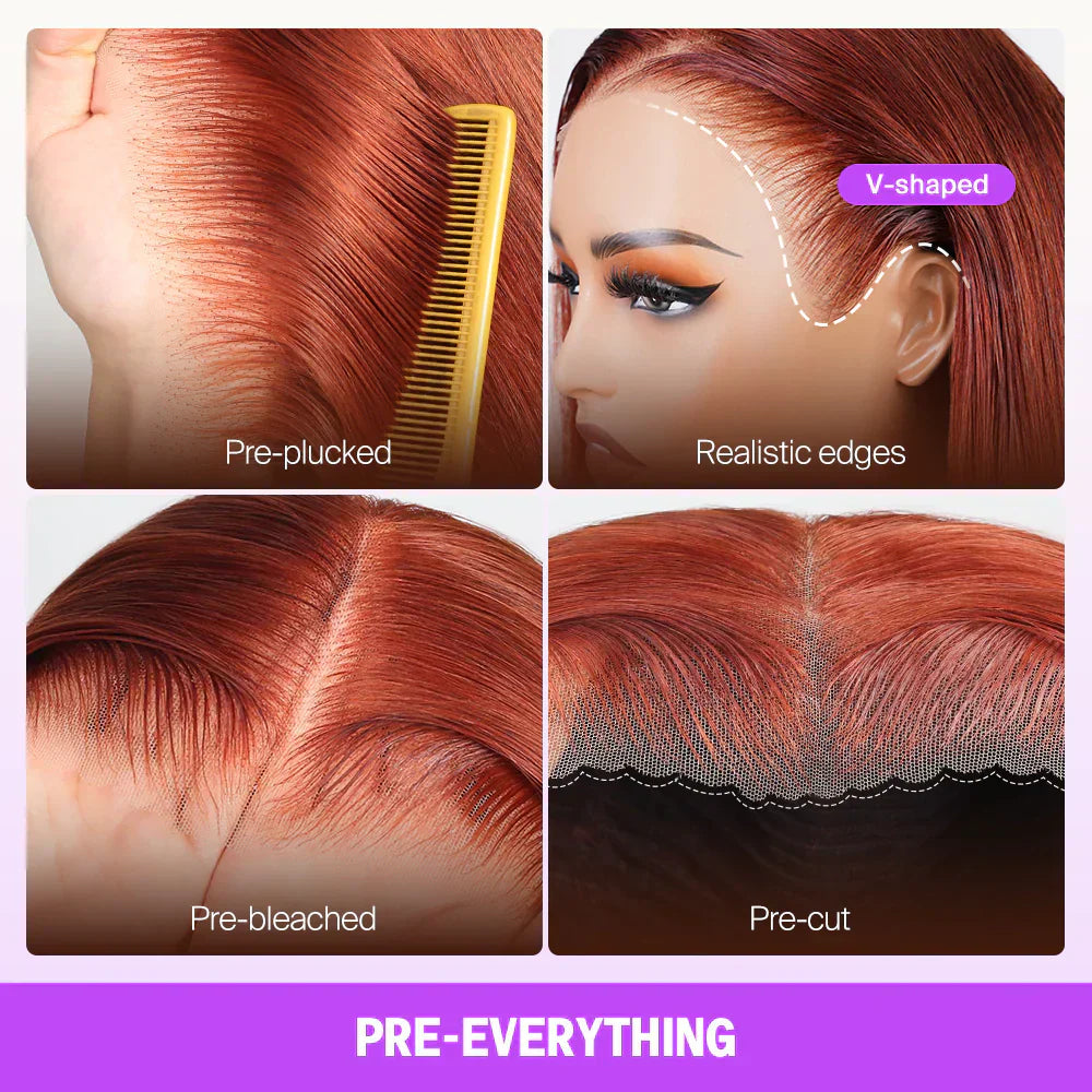Reddish Brown 360 Full Lace Glueless Wigs Straight
