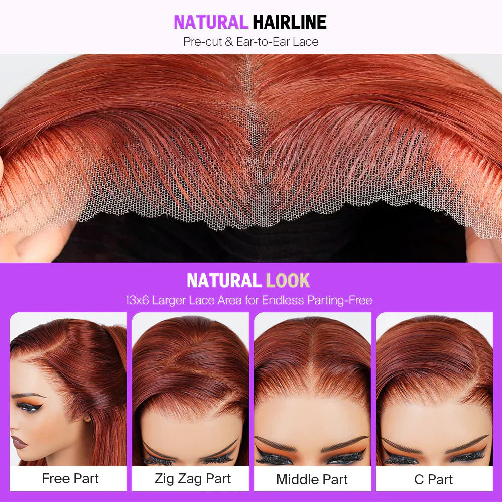 Reddish Brown 360 Full Lace Glueless Wigs Straight