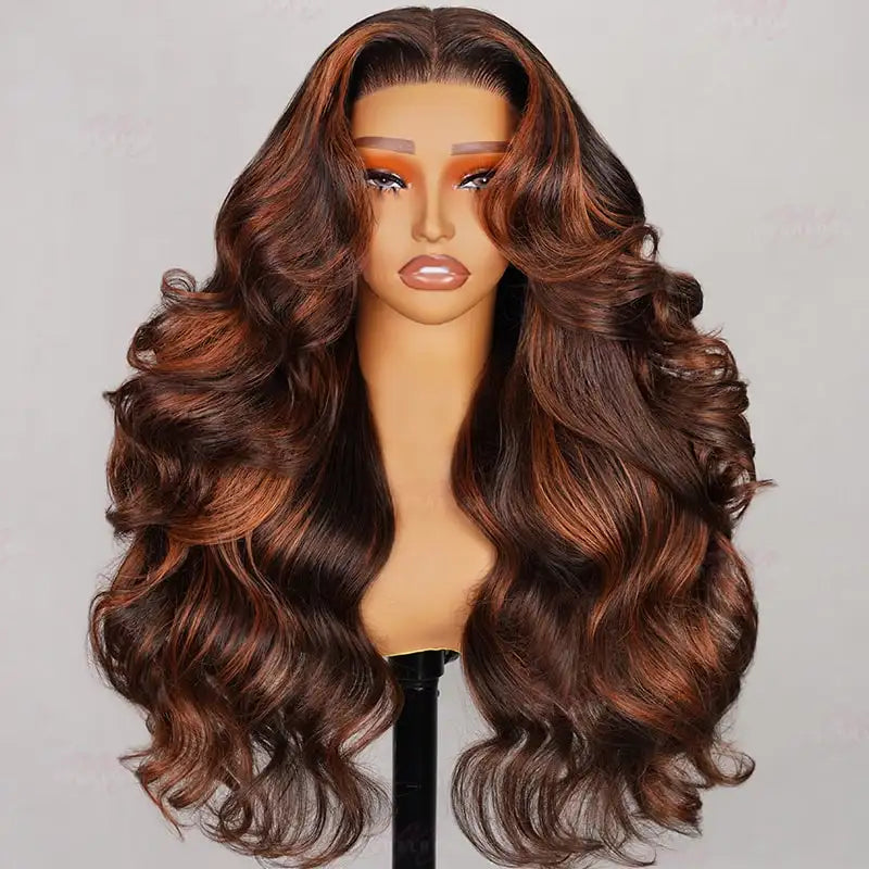 Pre-Cut Long Deep Wave Glueless Wig - Caramel Ombre
