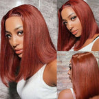 Lace Frontal #33 Reddish Brown Straight Bob Glueless Wig