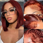 Lace Frontal #33 Reddish Brown Straight Bob Glueless Wig