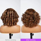 Glueless Honey Blonde Highlights Bouncy Curl Wig