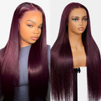 Lace Frontal Plum Straight Glueless Wig with Natural Hairline