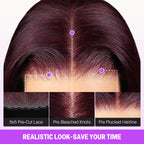 Lace Frontal Plum Straight Glueless Wig with Natural Hairline